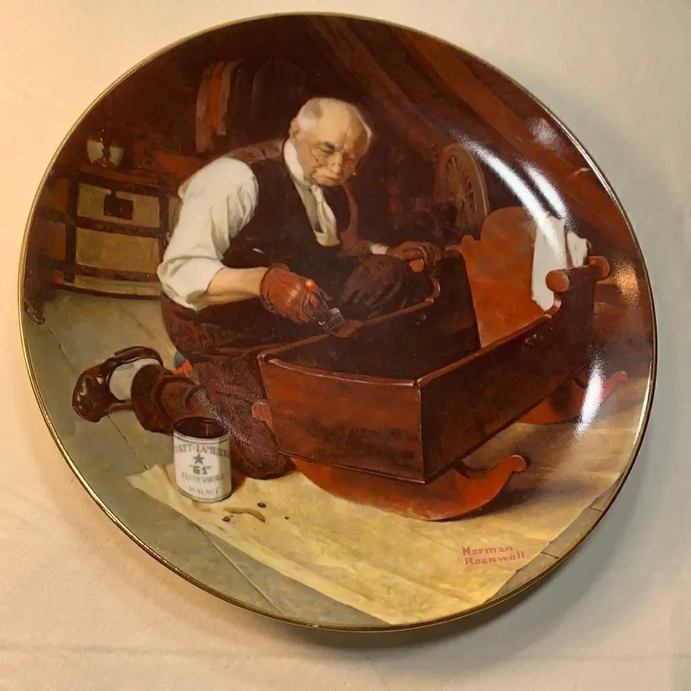 Grandpas Gift 1987 Norman Rockwell Knowles China Handmade Cradle